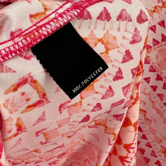 Slim Factor Satiny Mosaic Tile Open Front Short Sleeve Kimono Shirt Plus Sz 3X - Picture 7 of 7